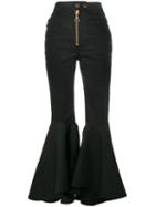 Ellery Flared High Waisted Trousers, Size: 26, Black, Cotton/spandex/elastane