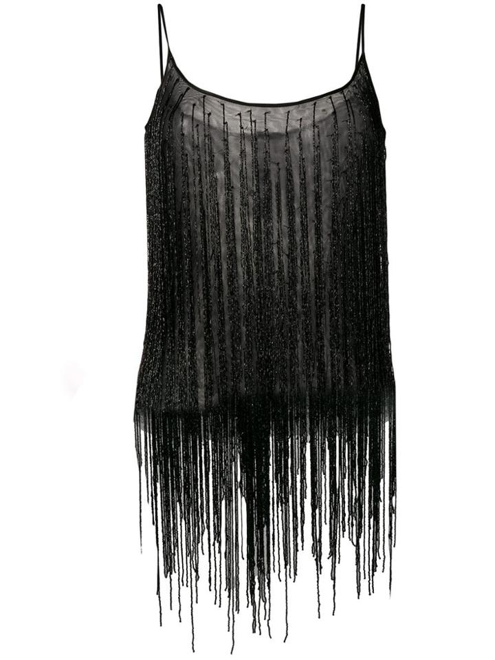 Amen Beaded Fringes Top - Black