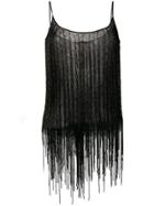Amen Beaded Fringes Top - Black