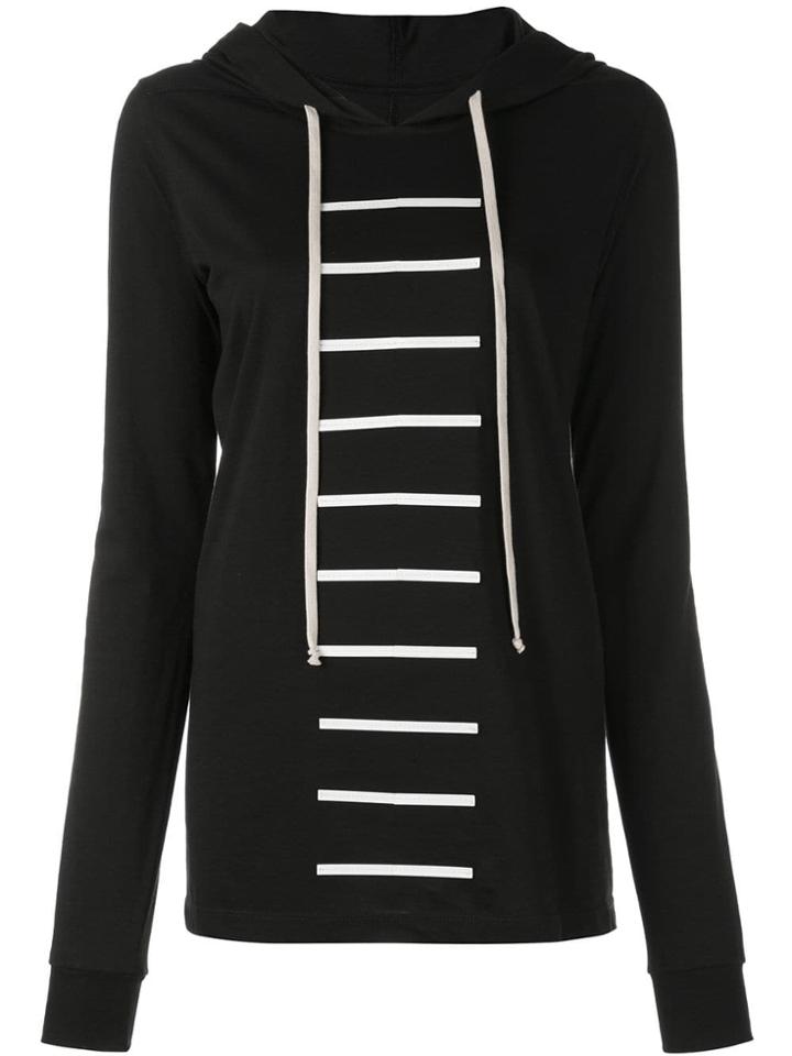 Rick Owens Striped Front Hoodie - Black