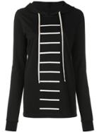 Rick Owens Striped Front Hoodie - Black