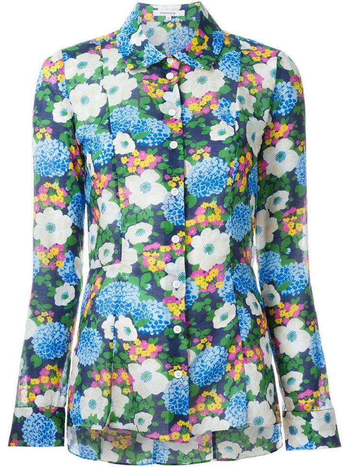 Carven Floral Print Shirt, Women's, Size: 38, Cotton