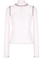 Sandy Liang Mock-neck Transparent Top - Pink