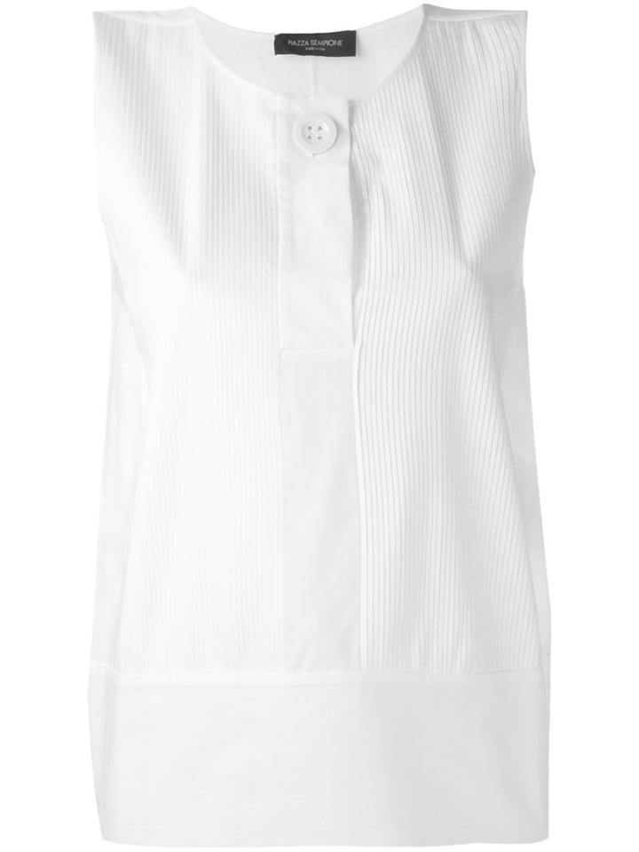 Piazza Sempione - Poplin Pintucked Top - Women - Cotton - 46, White, Cotton