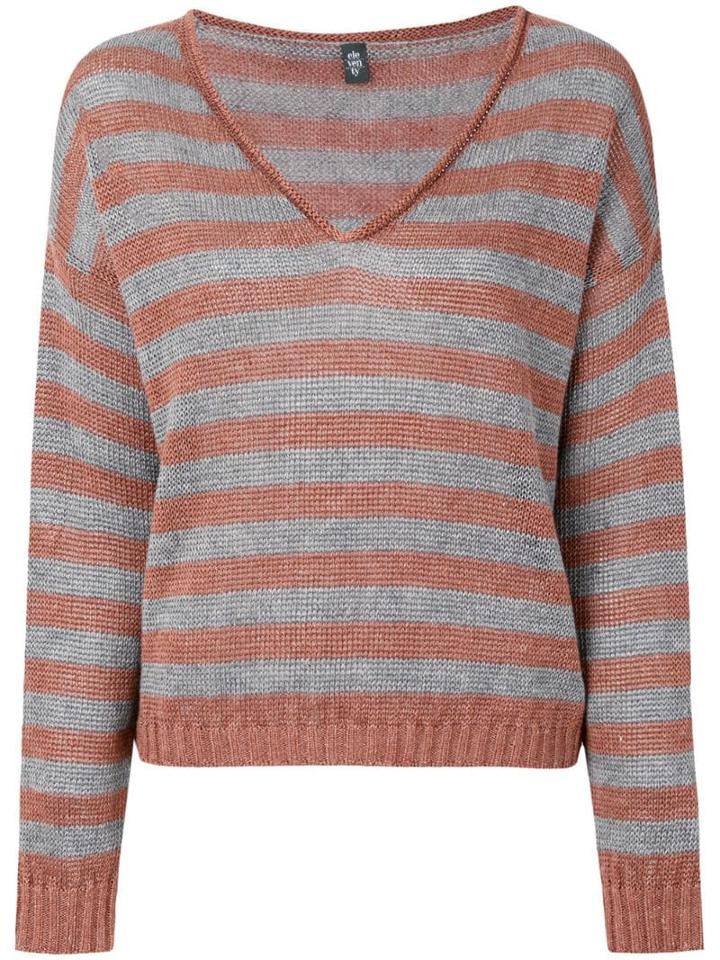 Eleventy Striped V-neck Jumper - Yellow
