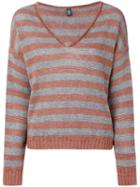 Eleventy Striped V-neck Jumper - Yellow