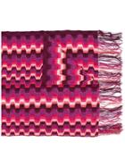 Missoni Zig-zag Pattern Fringed Scarf, Women's, Pink/purple, Acrylic/nylon/wool