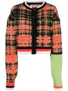 Ottolinger Cropped Checked Cardigan - Orange