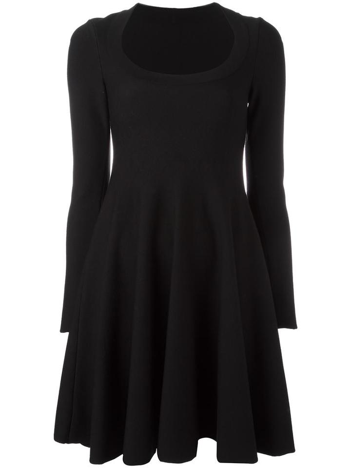 Azzedine Alaia Godet Hem Dress, Women's, Size: 44, Black, Wool/viscose/polyamide/spandex/elastane