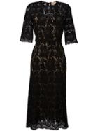 Erika Cavallini Lace Midi Dress, Women's, Size: 42, Black, Cotton/polyamide/polyester/viscose