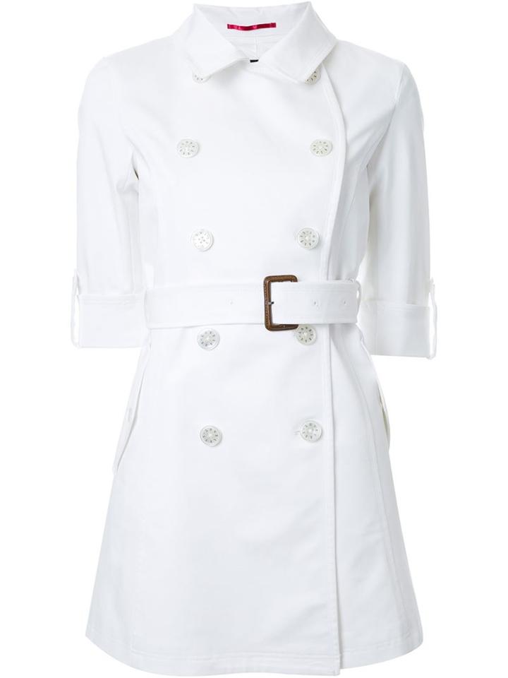 Loveless Half Sleeve Trench Coat, Women's, Size: 34, White, Cotton/polyester/polyurethane
