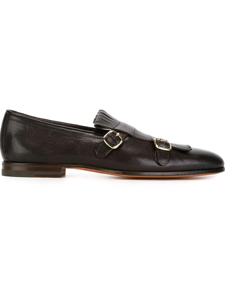 Santoni Fringed Monk Strap Shoes