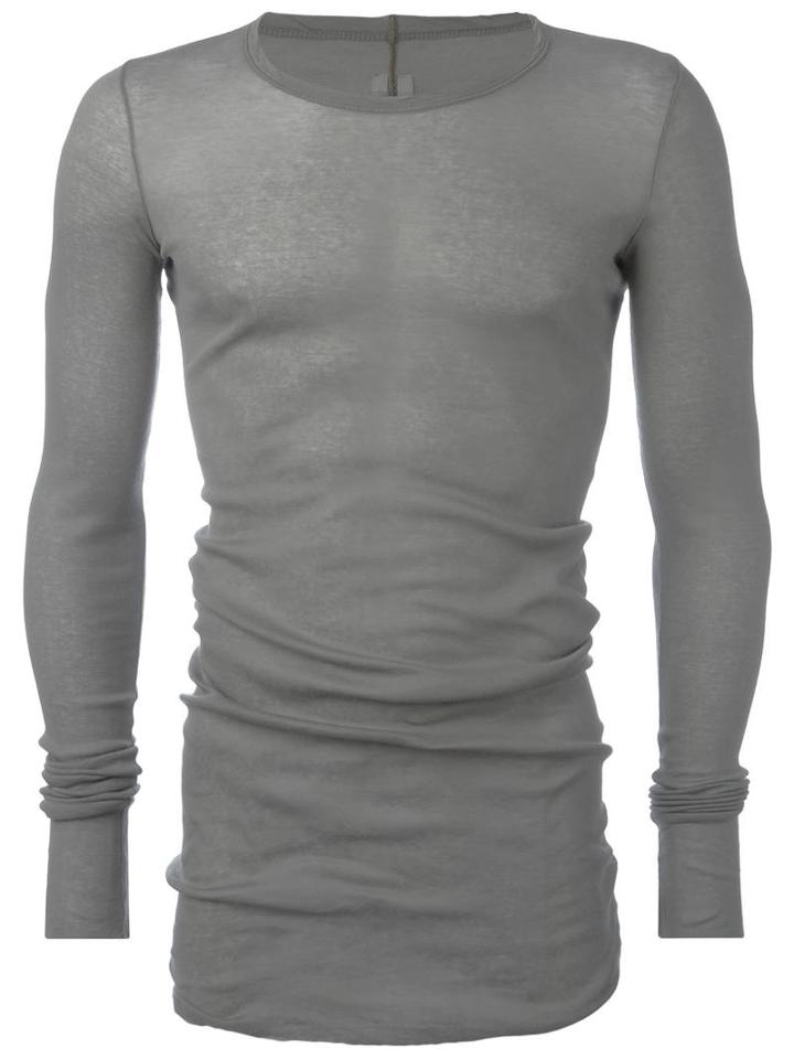 Rick Owens Forever Long Sleeve T-shirt, Men's, Size: Medium, Grey, Cotton