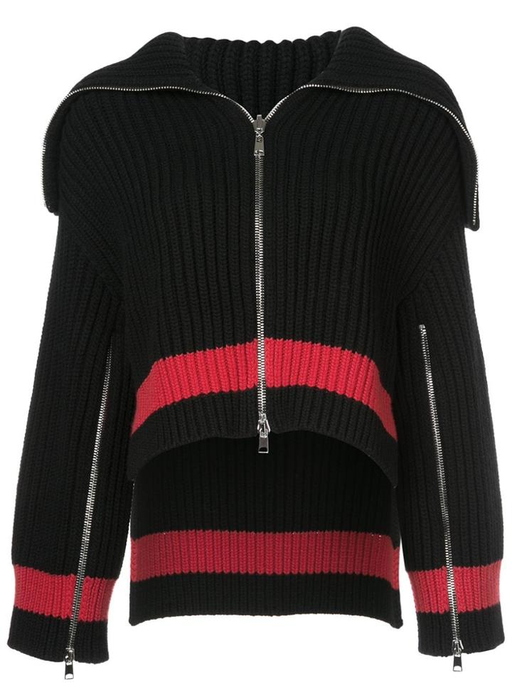 Alexander Mcqueen Ribbed Zip-up Cardigan - Black