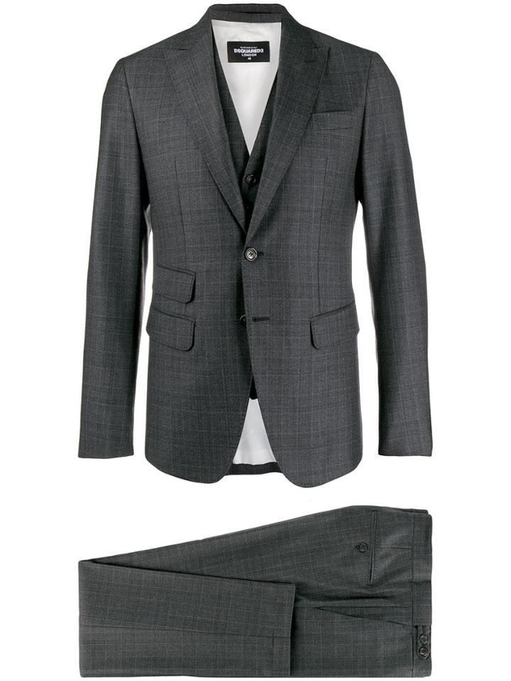 Dsquared2 Checked Formal Suit - Grey