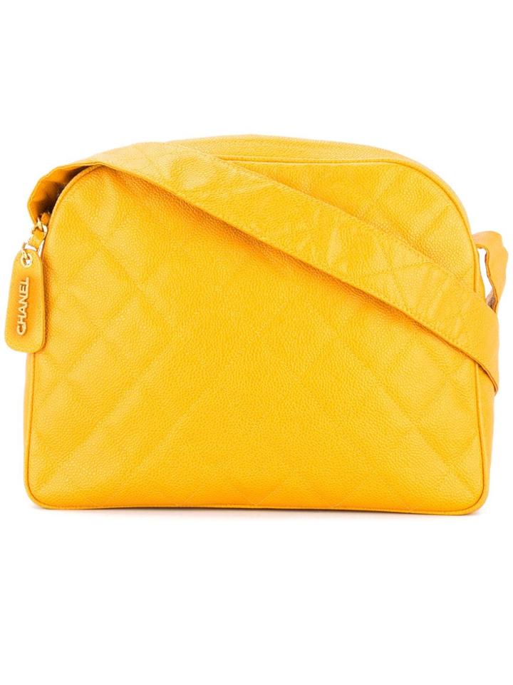 Chanel Vintage Diamond Quilted Shoulder Bag - Yellow