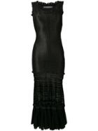 Alexander Mcqueen Laddered Knit Midi Dress - Black