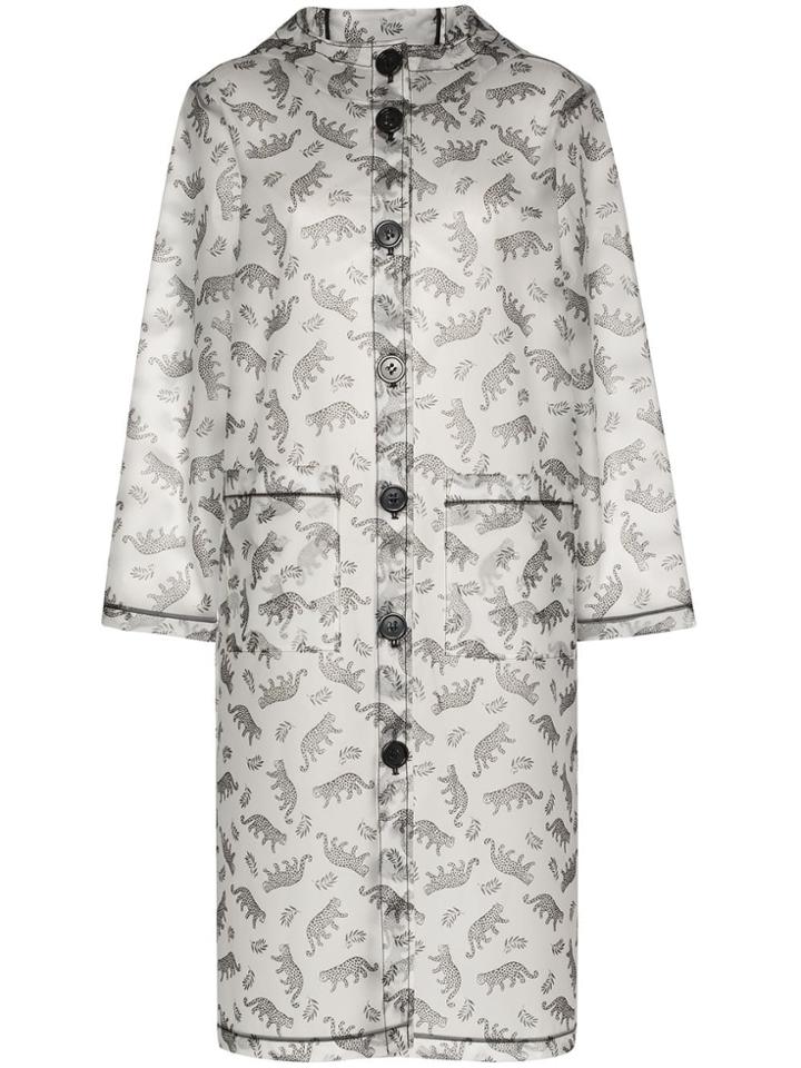 Hvn Tarzan Hooded Leopard-print Coat - White