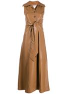Nanushka Faux Leather Midi Dress - Brown