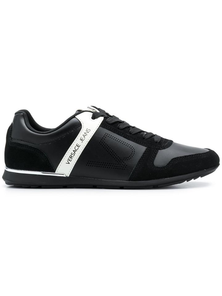 Versace Jeans Logo Stripe Runner Sneakers - Black