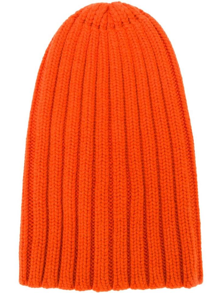 Laneus Ribbed Knit Beanie - Orange