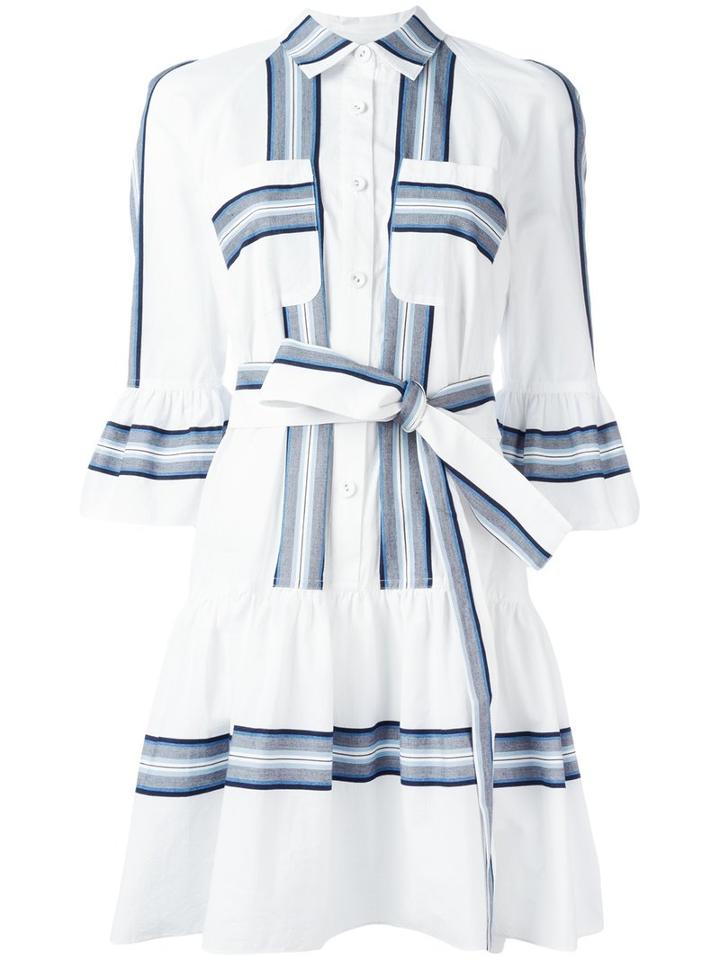 Derek Lam 10 Crosby Belted Shirt Dress, Women's, Size: 6, White, Cotton