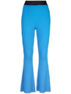 Ellery Rib-knit Flared Trousers - Blue
