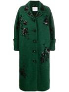 Erdem Sequinned Coat - Green