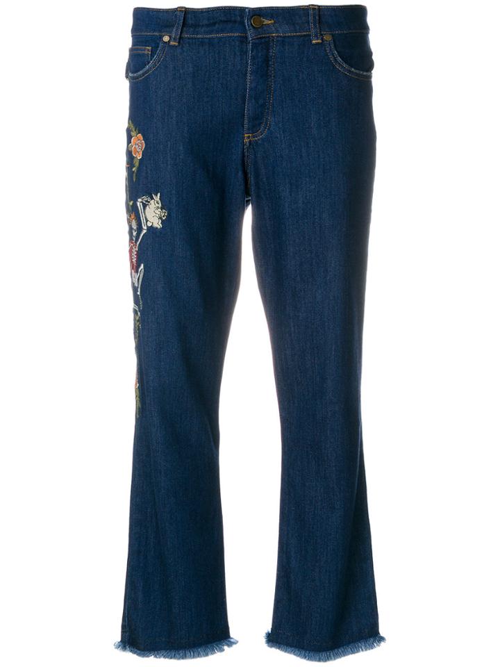 Zadig & Voltaire Embroidered Skeleton Cropped Jeans - Blue