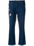 Zadig & Voltaire Embroidered Skeleton Cropped Jeans - Blue