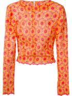 Daizy Shely Floral Lace Top, Women's, Size: 40, Yellow/orange, Cotton