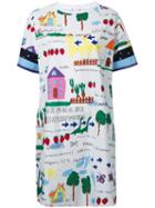 Muveil Printed T-shirt Dress, Women's, Size: 38, White, Cotton