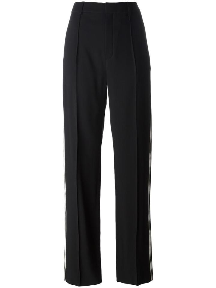 Chloé Straight Leg Piped Trousers, Women's, Size: 38, Black, Acetate/viscose/silk