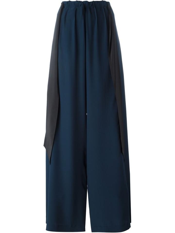 Cédric Charlier Contrasting Ribbon Palazzo Pants, Women's, Size: 40, Blue, Silk