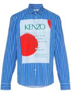 Kenzo Striped Logo Print Shirt - Blue