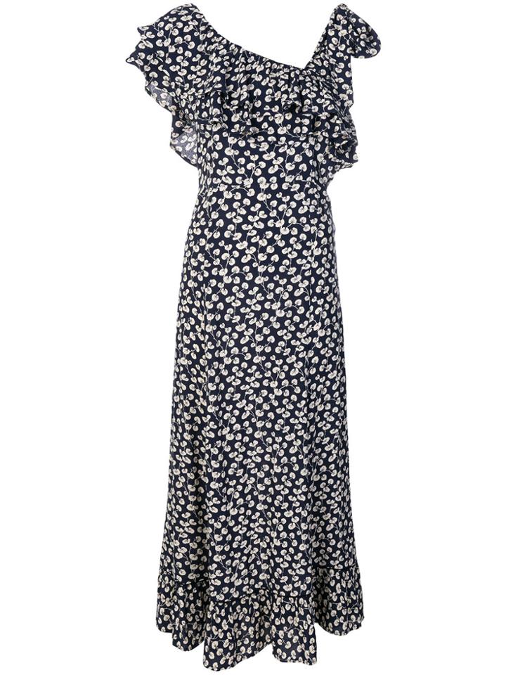 Ganni Floral Print Dress - Blue