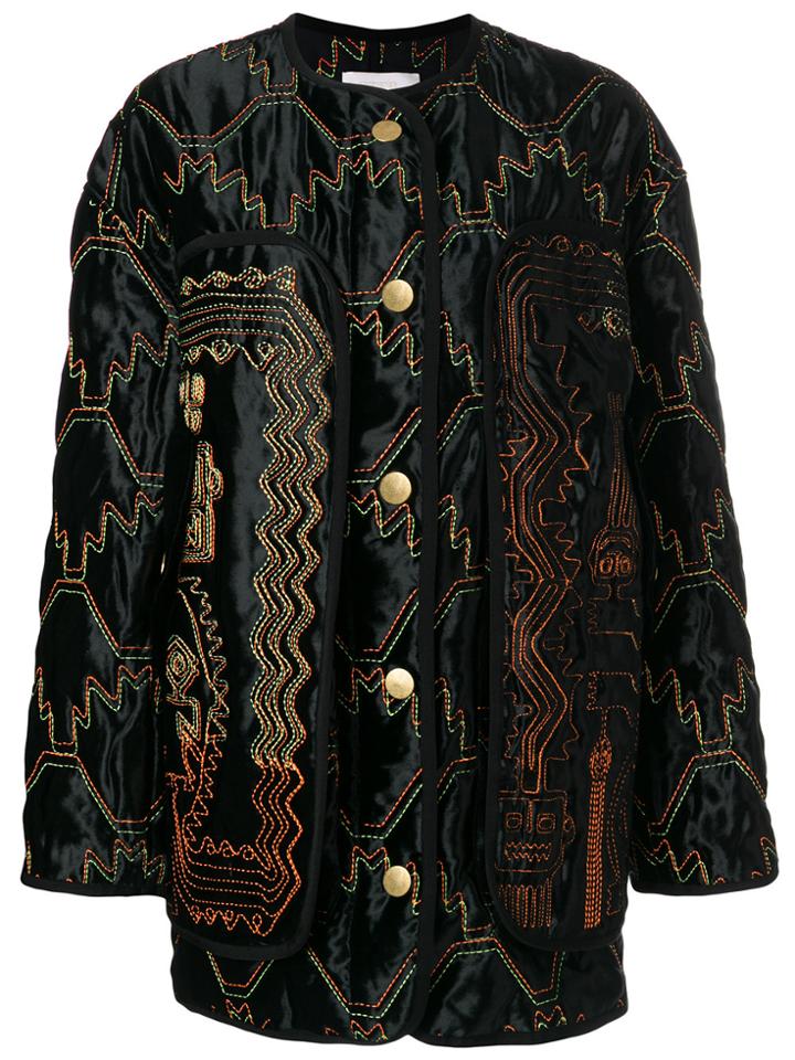 Peter Pilotto Zig-zag Stitched Bomber Jacket - Black