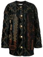 Peter Pilotto Zig-zag Stitched Bomber Jacket - Black