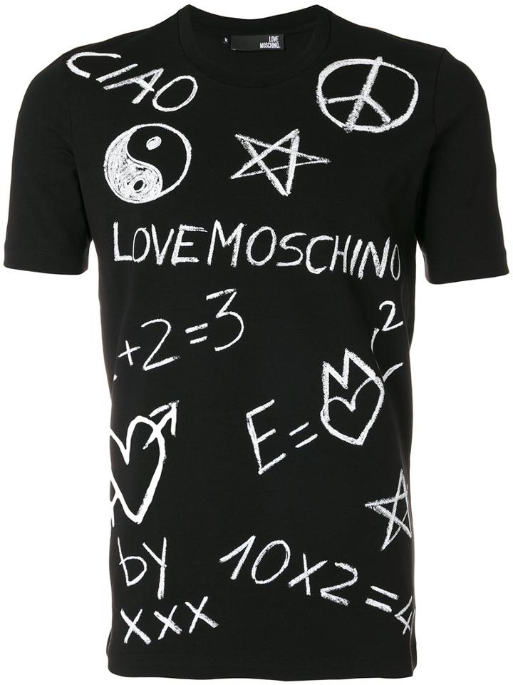 Love Moschino - Peace And Love Print T-shirt - Men - Cotton/spandex/elastane - M, Black, Cotton/spandex/elastane