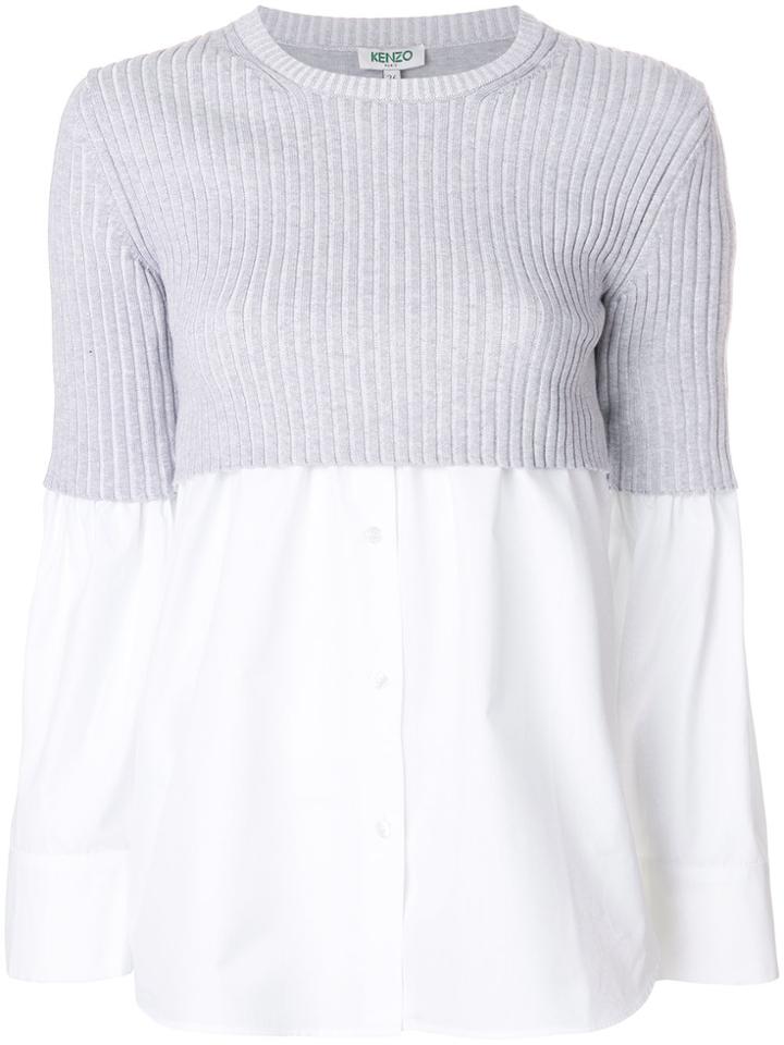 Kenzo Cropped Shirt Layered Sweater - Grey