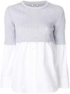 Kenzo Cropped Shirt Layered Sweater - Grey