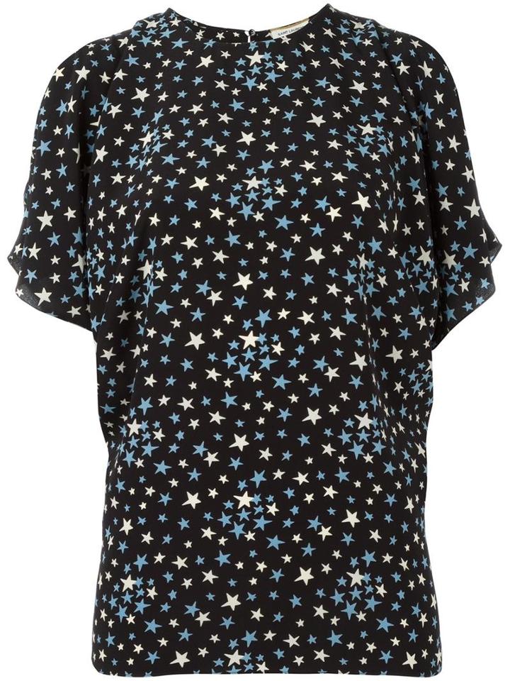 Saint Laurent Open Shoulder Blouse, Women's, Size: 38, Black, Silk