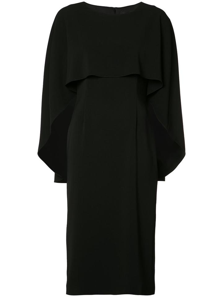 Sally Lapointe Cape Fitted Dress, Women's, Size: 2, Black, Silk/spandex/elastane/nylon