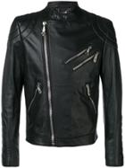 Philipp Plein Leather Biker Jacket - Black