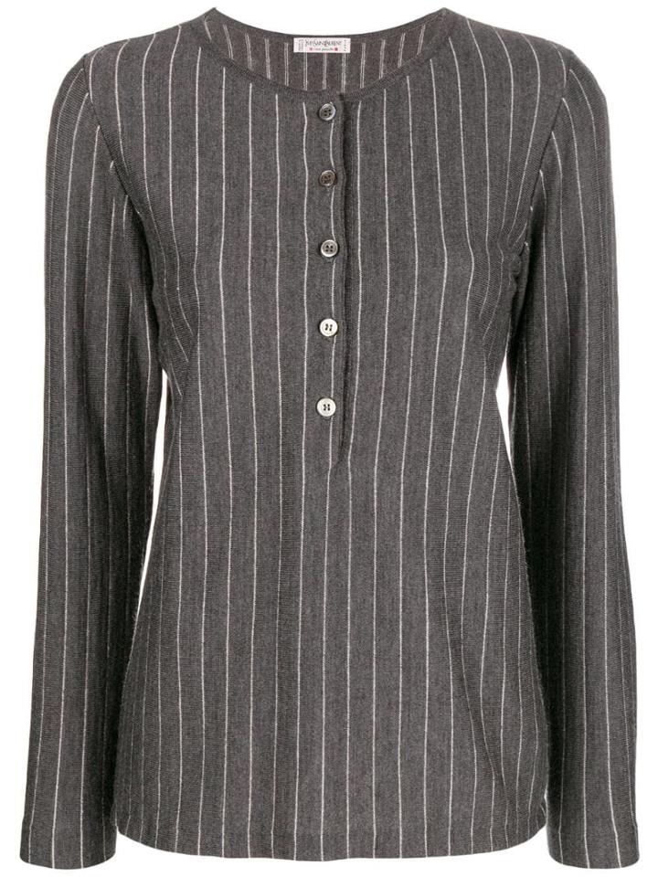 Yves Saint Laurent Pre-owned 1970's Pinstripe Buttoned Blouse - Grey