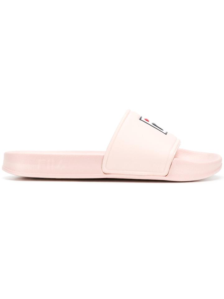 Fila Logo Pool Sliders - Pink & Purple