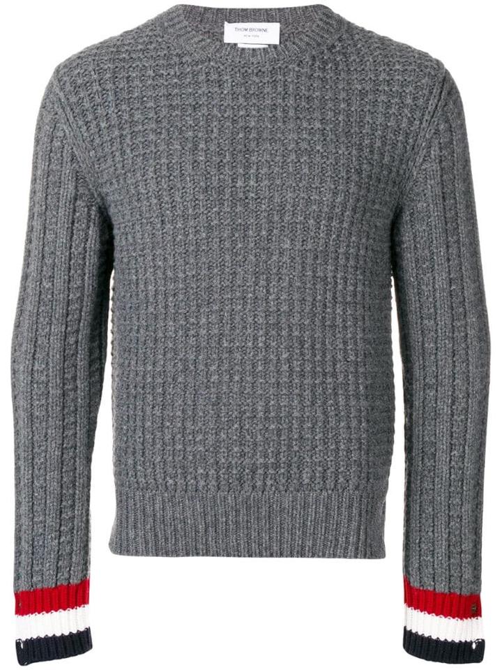 Thom Browne Chunky Fun-mix Stitch Merino Pullover - Grey