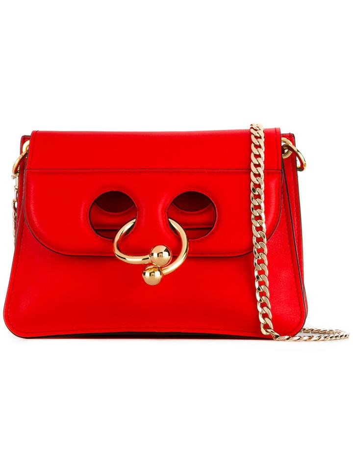 J.w.anderson Small Pierced Cross Body Bag, Women's, Red, Calf Leather