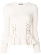 Alexander Mcqueen Lace-up Flared Top - Nude & Neutrals