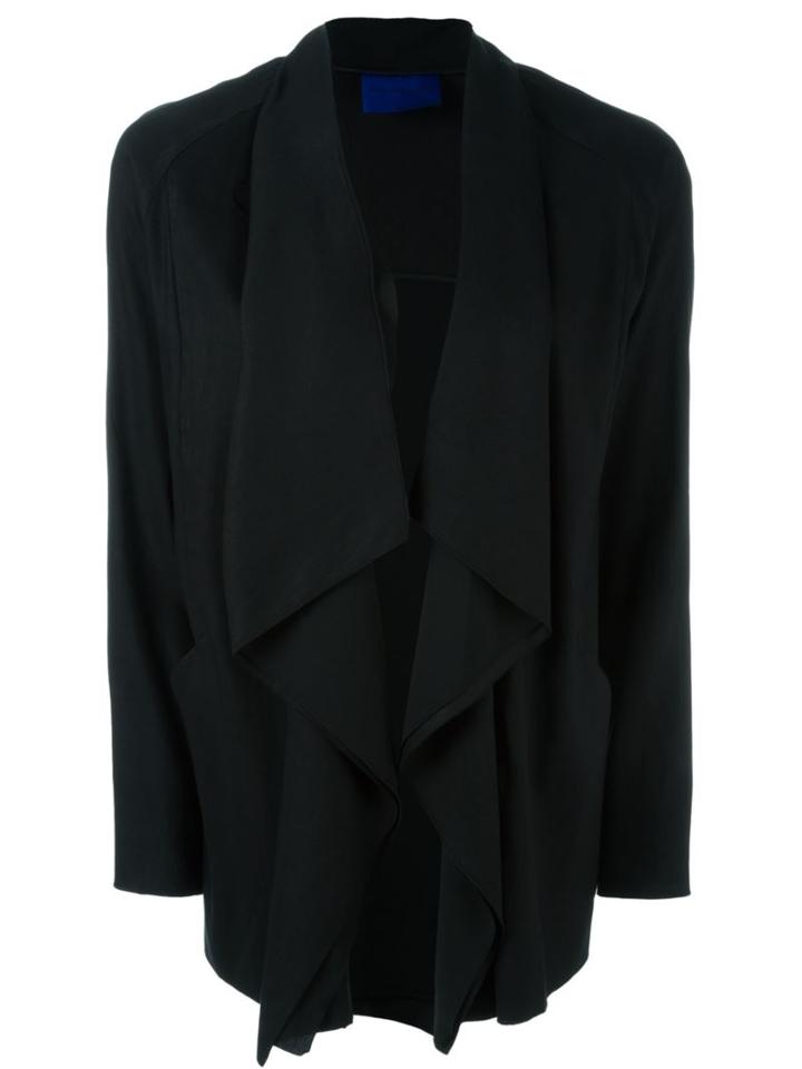 Demoo Parkchoonmoo Draped Shawl Collar Jacket, Women's, Size: 40, Black, Linen/flax/rayon/polyurethane/polyester